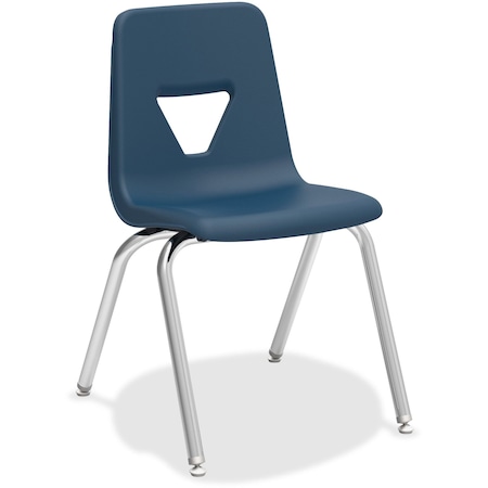 Lorell Student Stack Chairs, 18" Seat-Height, Navy, 4 ct LLR99890